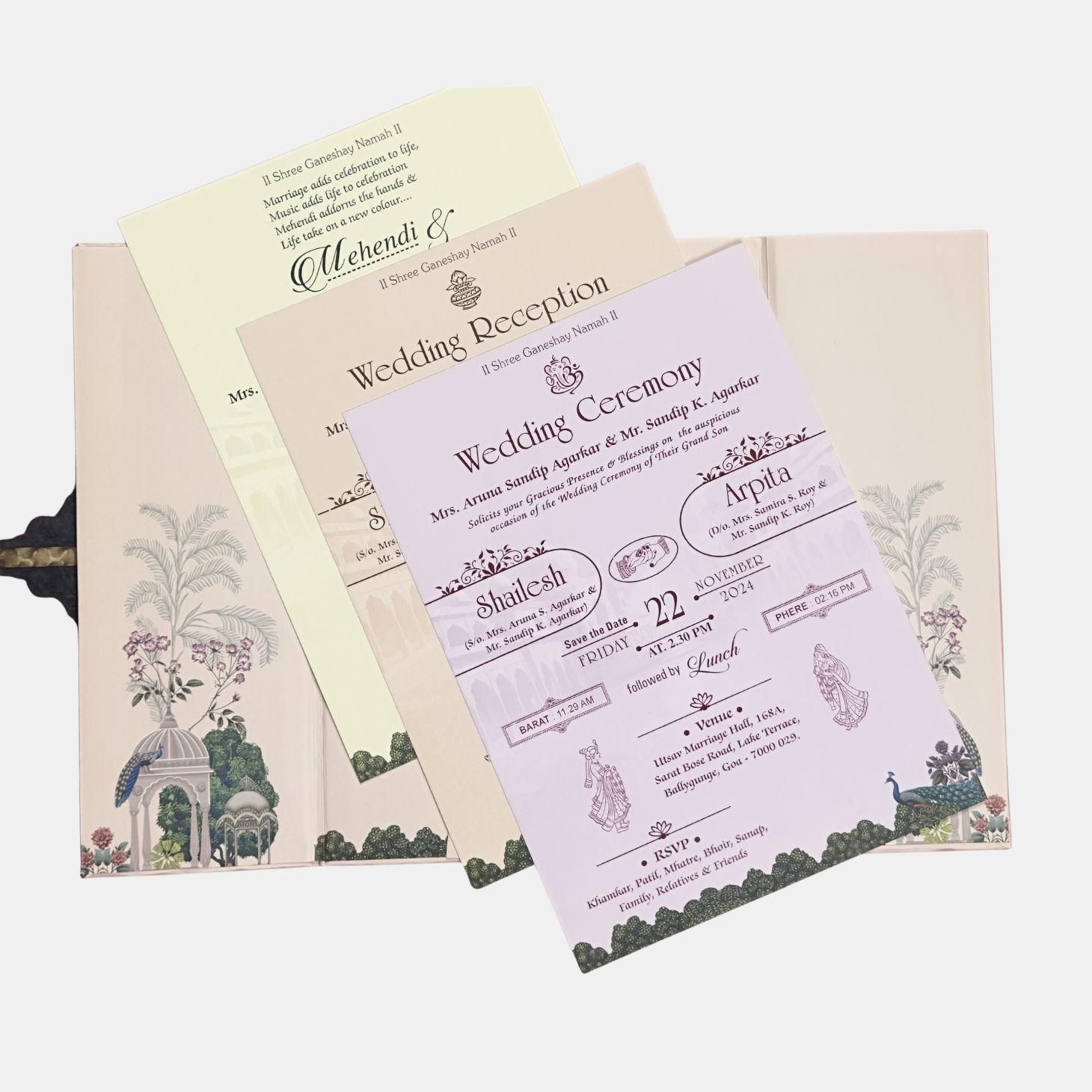 Royal Peacock Palace Wedding Invitation Card